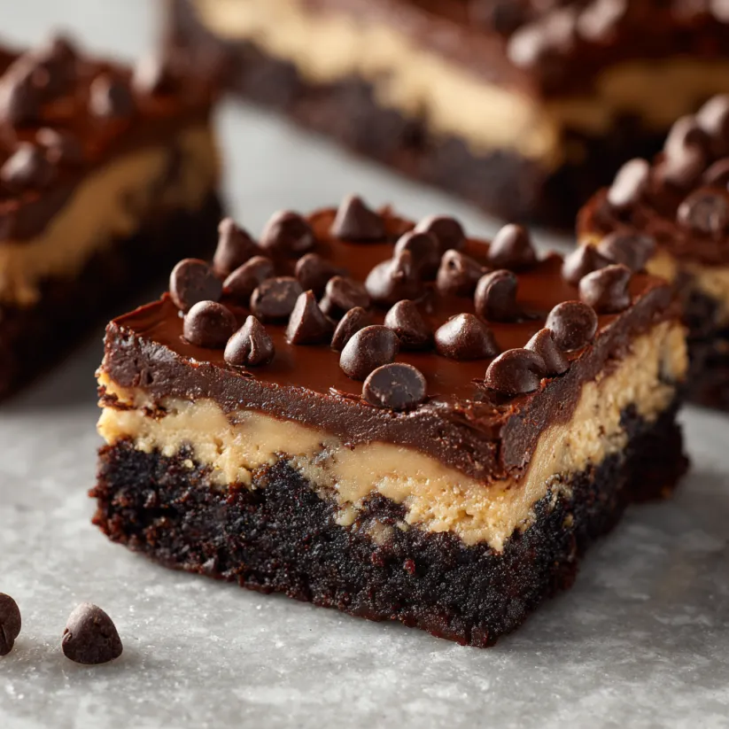 Ein Stück Schokoladenkuchen mit Schokoladenschokoladenglasur und Schokoladenschokoladenglasur.