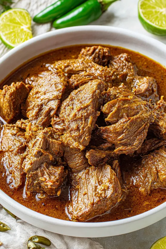 Eine Schüssel Carne Adovada.