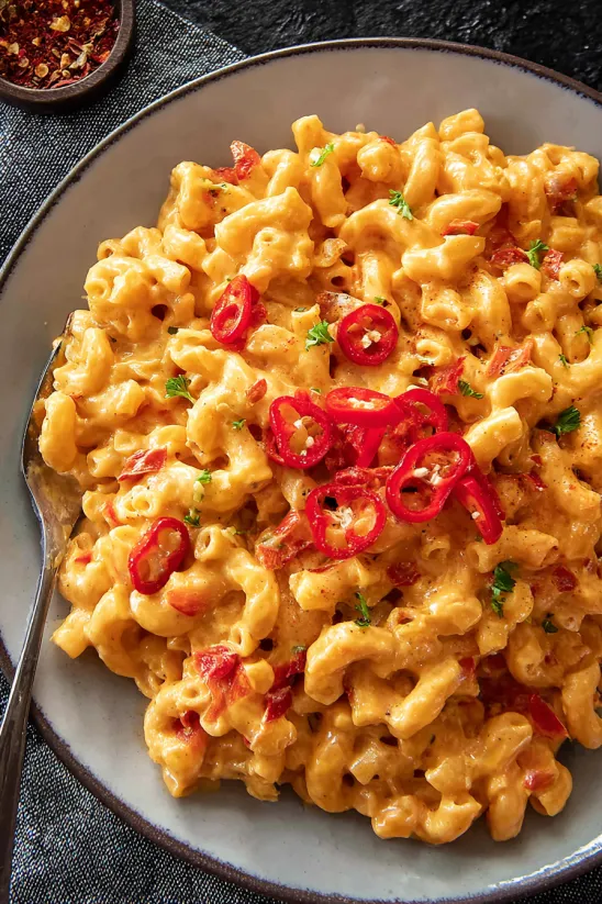 Ein Teller cremige Cajun Chicken Pasta.