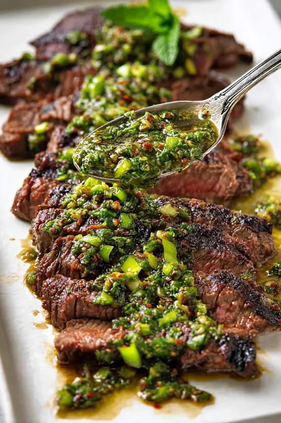 Nahaufnahme von Fleisch mit Soße darauf.