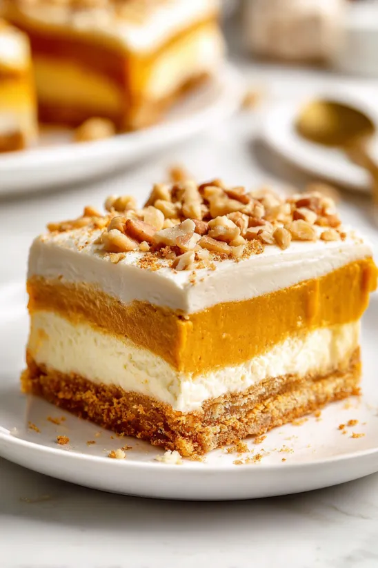 Ein Stück Kürbis-Genusskuchen.
