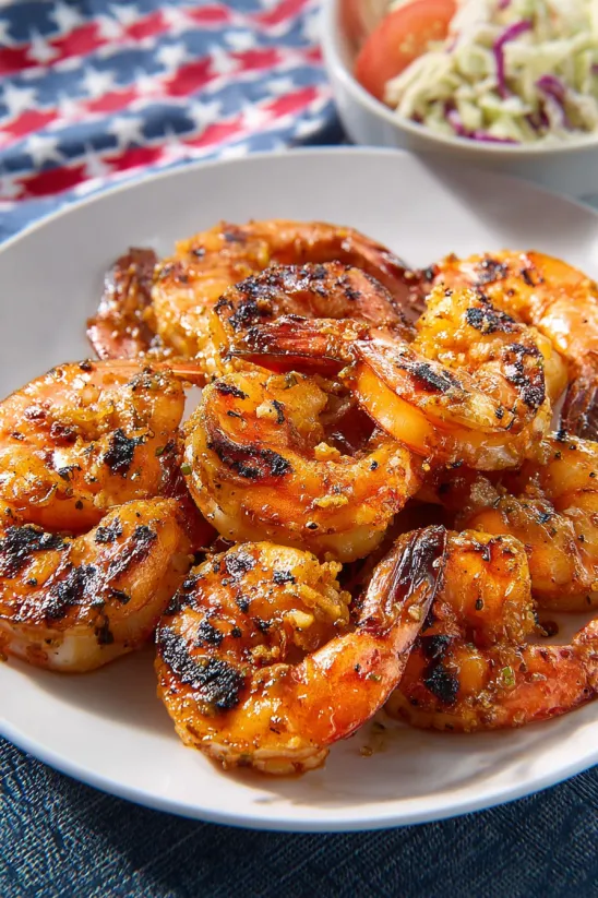 Gegrillte Riesengarnelen in Harissa-Marinade.