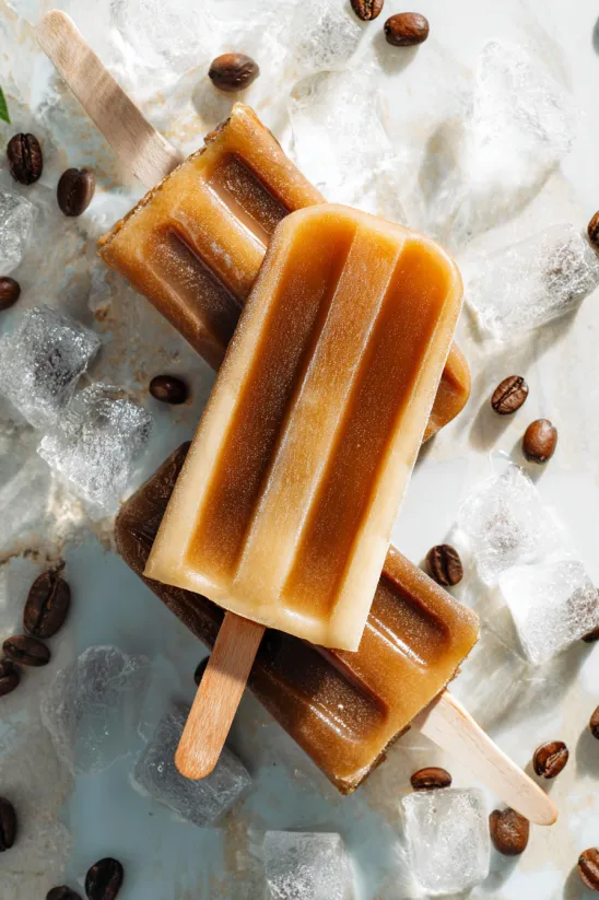 Brauner Zucker Hafermilch Espresso Eis am Stiel.