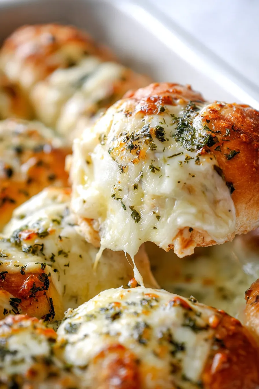 Ganz nah: Hawaii Brötchen mit viel Käse und Knoblauch.