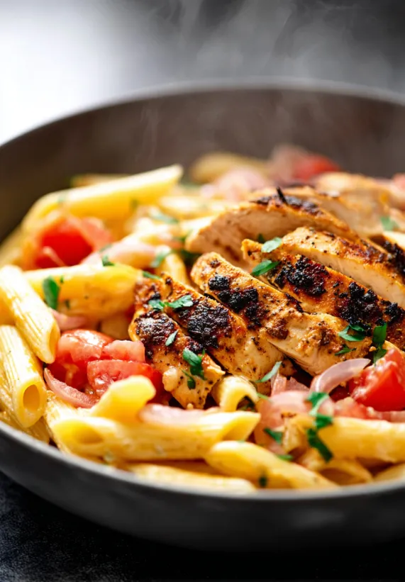 Ein Teller mit Cajun Chicken Pasta.
