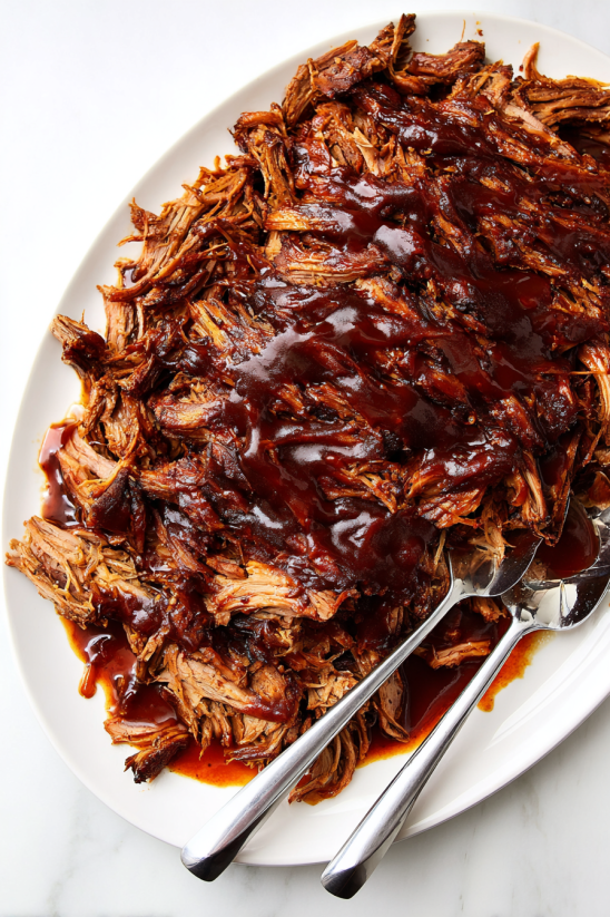 Ein Plate mit BBQ Beef Brisket, das in einem Slow Cooker zubereitet wurde.