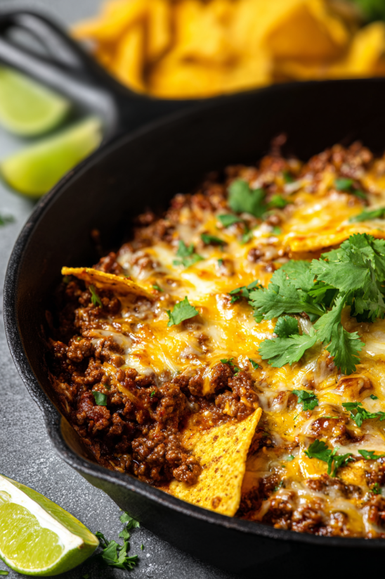 Ein Queso Fundido in einem schwarzen Topf.