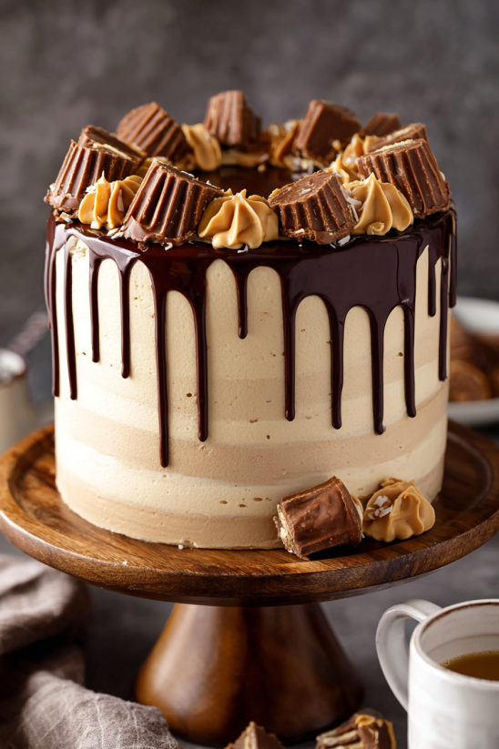Ein Schokoladen-Pfefferkuchen mit Schokoladen-Schaumkäse-Zutaten.