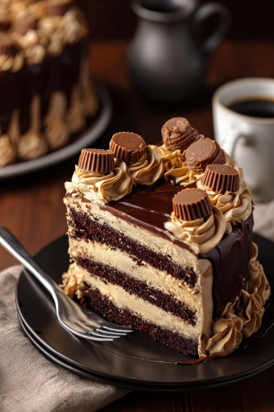 Eine Schokoladen-Pfefferkuchen-Torte mit Schokoladen-Pfefferkuchen-Zutaten und Schokoladen-Pfefferkuchen-Zutaten.