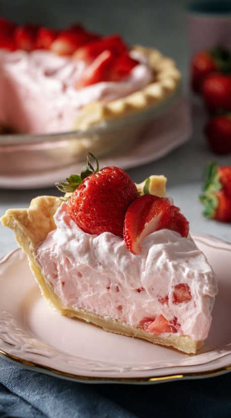 Ein Strawberry Parfait Pie mit Strawberries und Cream.