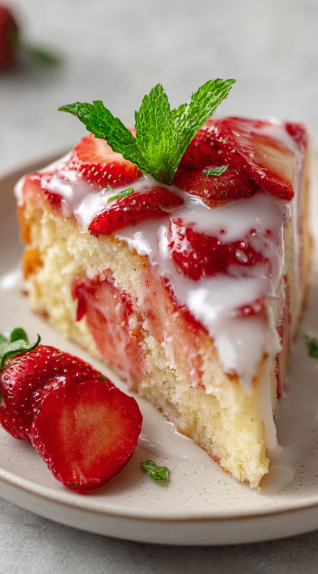 Eine Strawberry Honeybun Cake mit Strawberries und Zitronen.