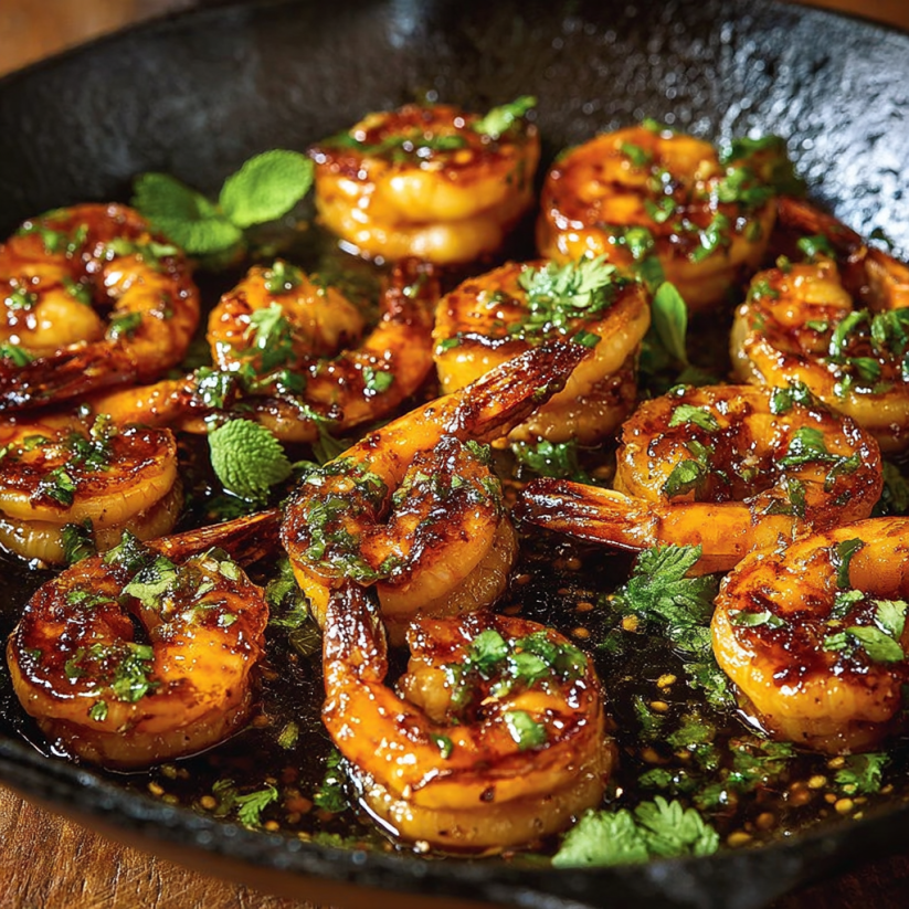 Eine Schüssel mit Butter und Honey, die mit Old Bay Shrimp gefüllt sind.