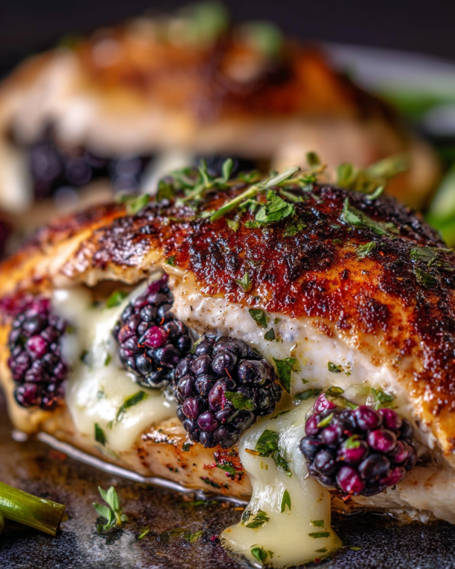 Ein gegrilltes Chicken mit Melty Blackberry Jalapeno Chicken.