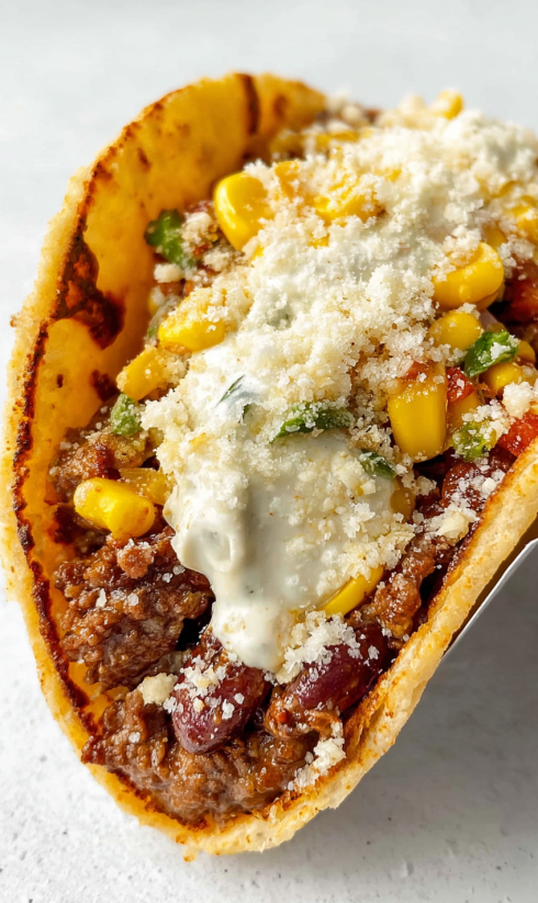 Ein Burger mit Kartoffeln und Käse.