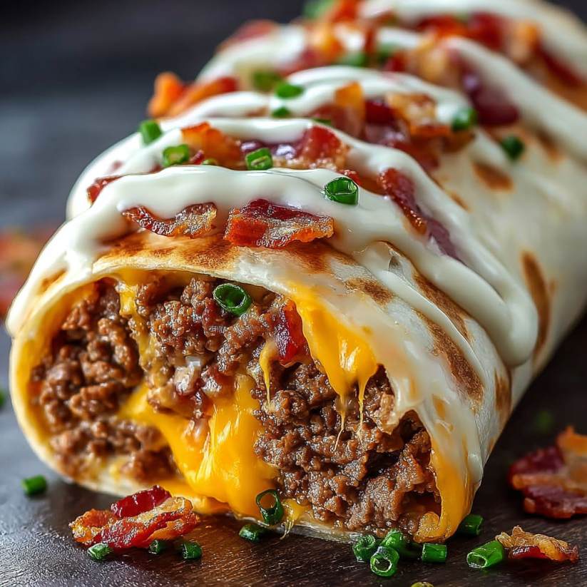 Ein Burrito mit Bacon und Käse.