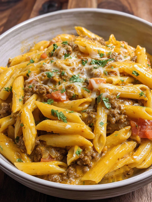 Ein Bild von Pasta mit Queso und Tomaten.