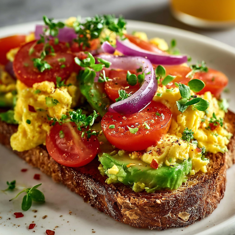 Toast mit Avocado und Eiern.
