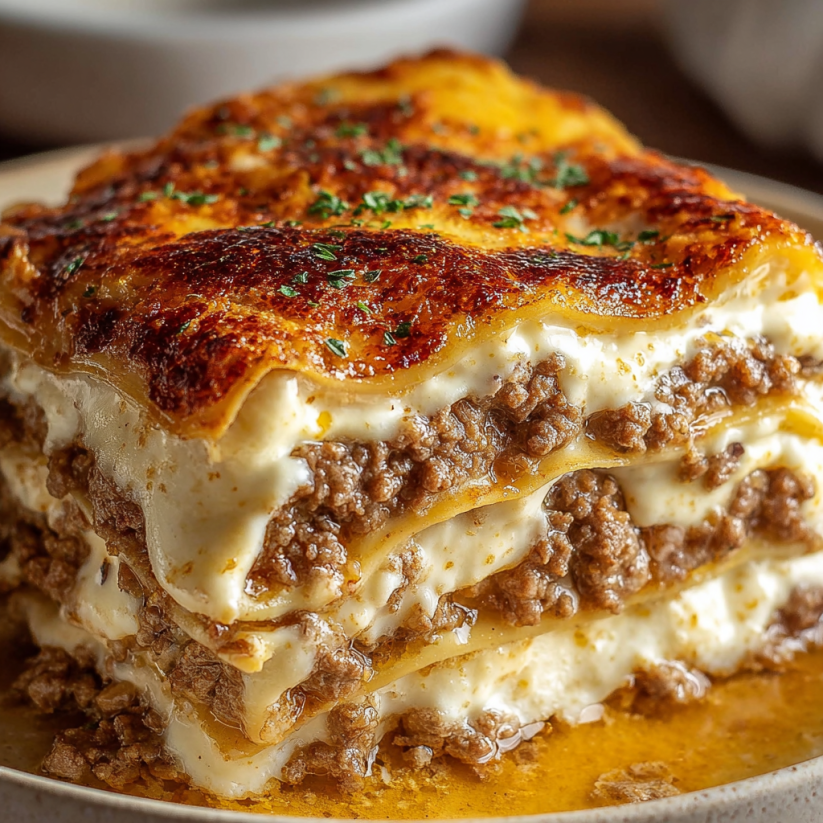 Eine Schicht aus Sausage und Käse auf einem Teller.