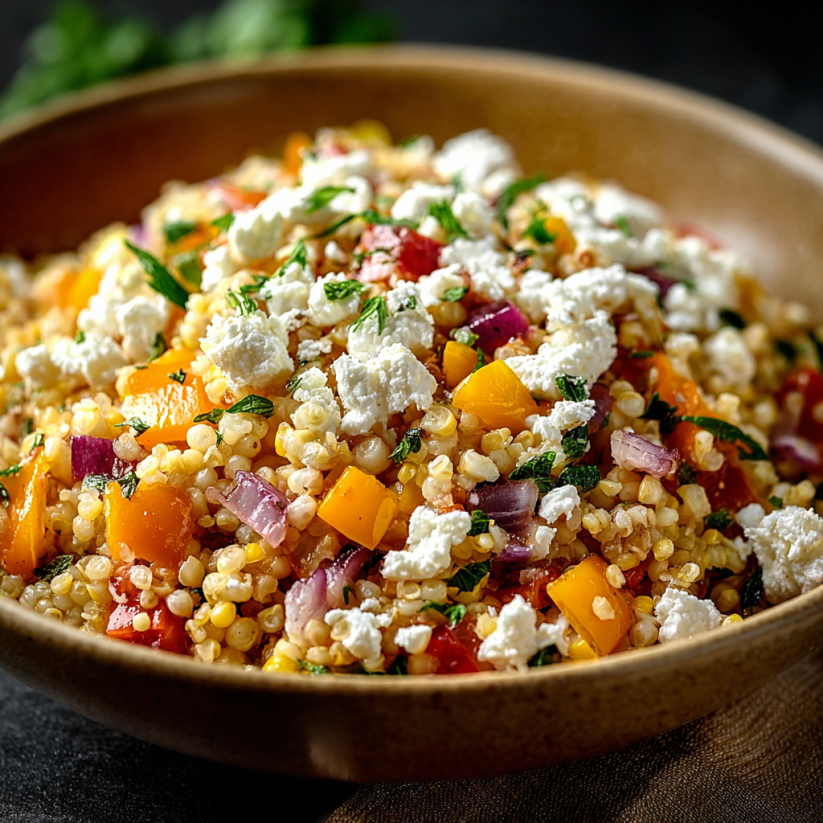 Ein gro&szlig;er, dunkelroter Salat mit Feta-K&auml;se, Linsen, Tomaten, Zwiebeln und Basilikum.