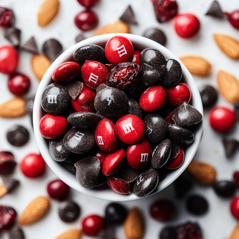 Ein weißer Becher mit Vampire Bite Trail Mix.