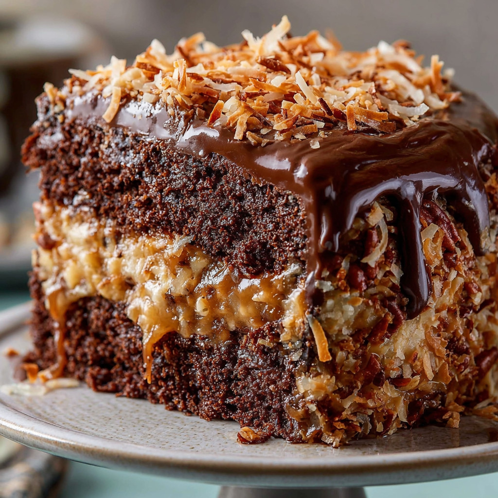 Eine Schokoladenkuche mit Pecan und Coconut.