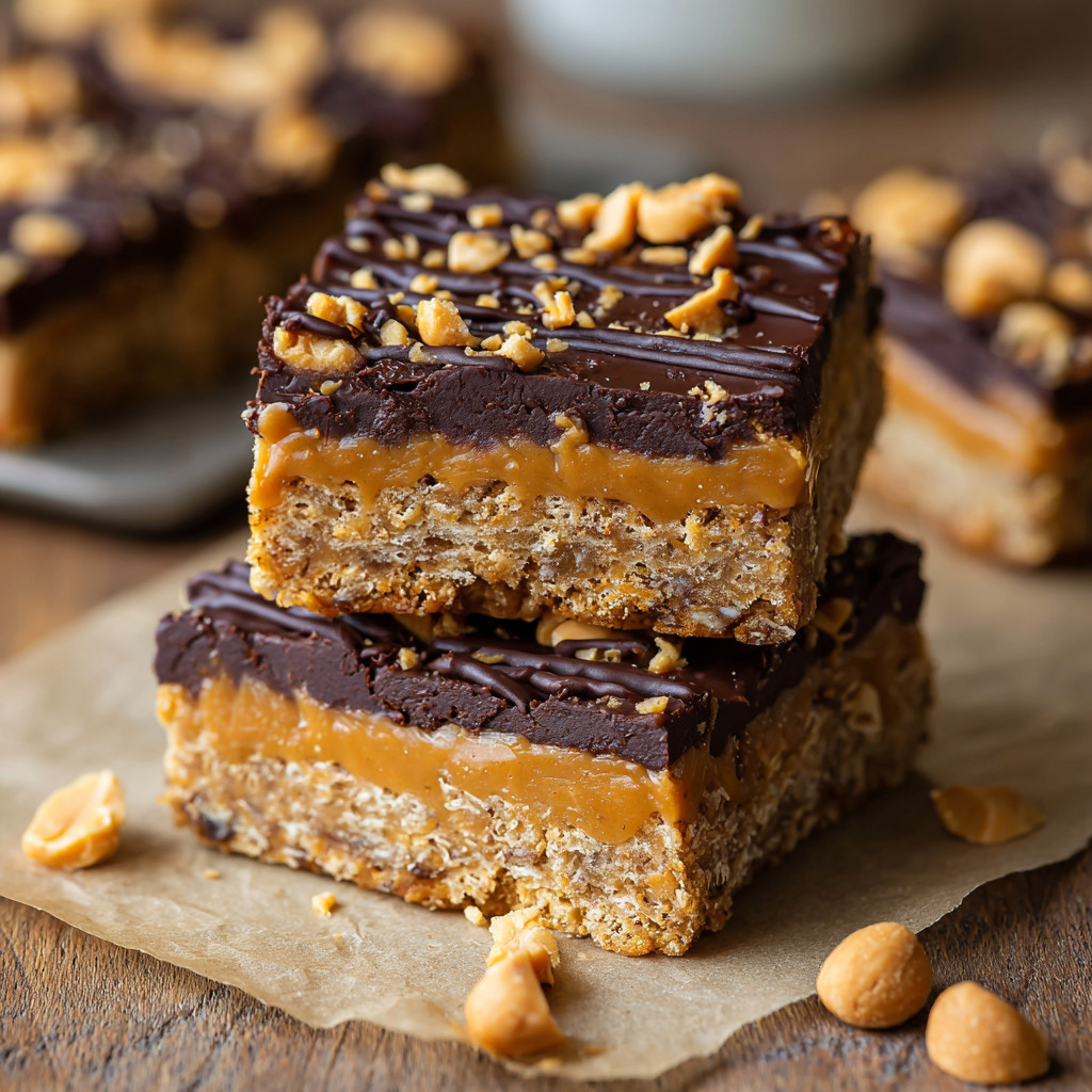 Ein Stück Peanut Butter Passion Bars auf einem Teller.