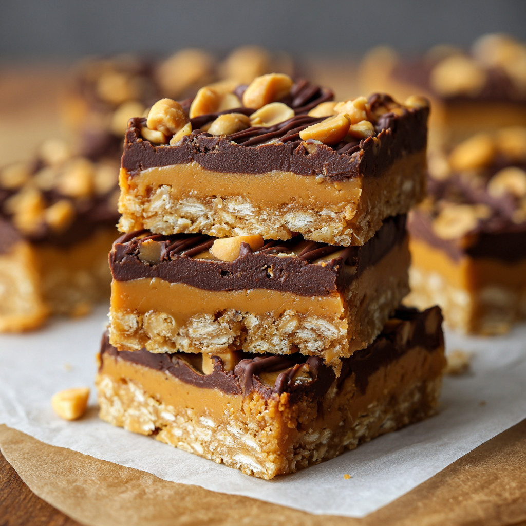 Peanut Butter Passion Bars sind eine beliebte Snack, die aus Schokolade, Nüssen und Schokoladensoße besteht. Sie sind lecker und einfach zuzubereiten.