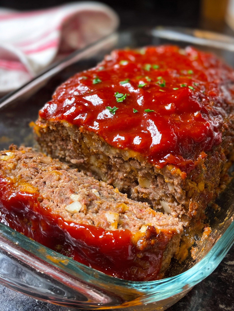 Ein Stück Rotel Meatloaf in einem Glas.