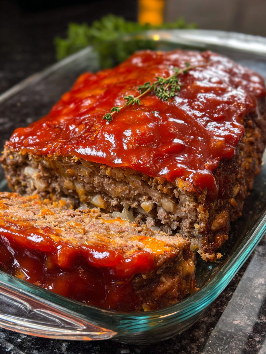 Ein Stück Rotel Meatloaf auf einem Teller.