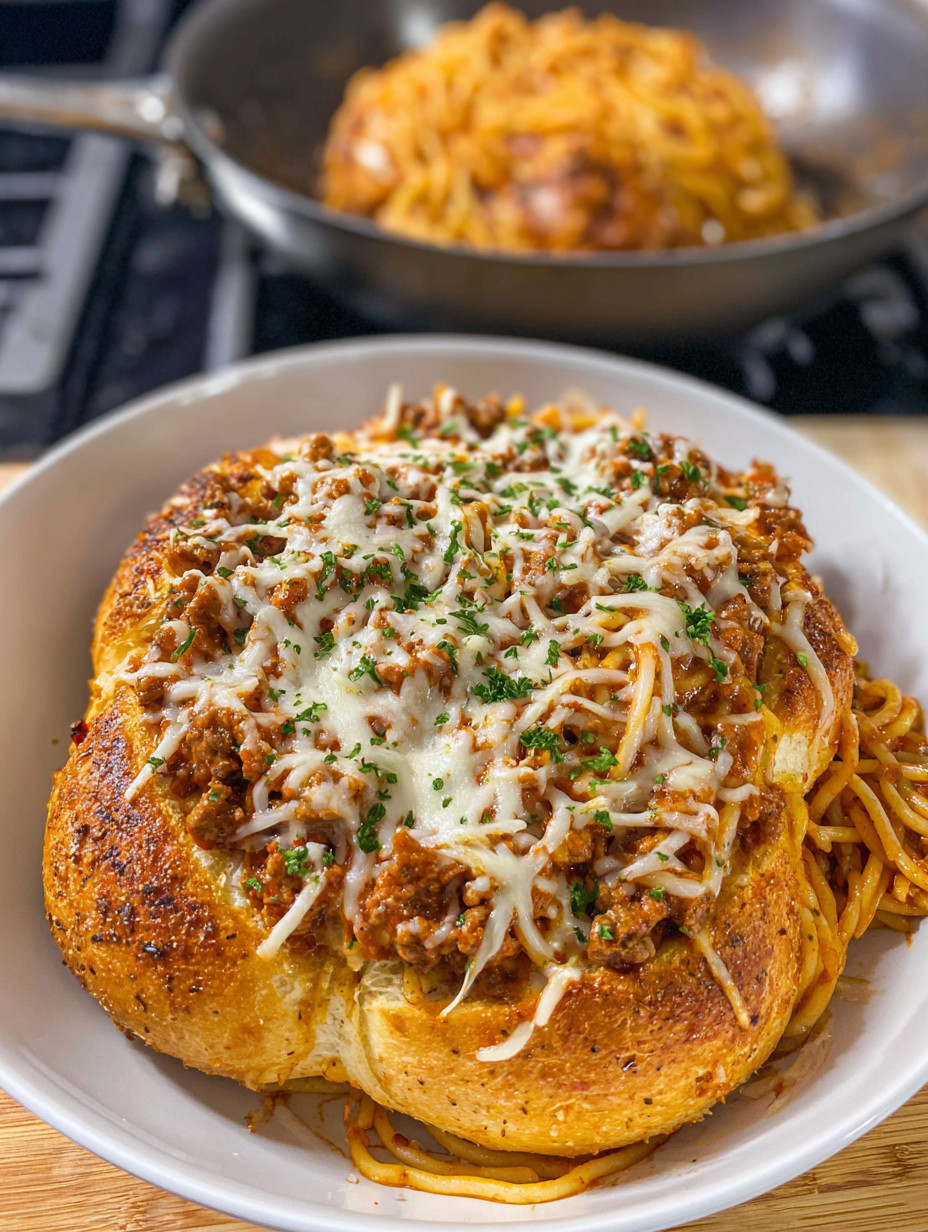 Ein wei&szlig;er Teller mit Spaghetti und Tomaten.