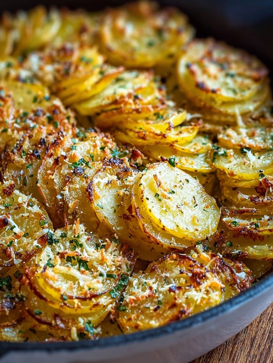 Ein Schmelztopf mit frisch zubereiteten Paprika-Kartoffeln, die in einer Garlic-Sauce getaucht sind.