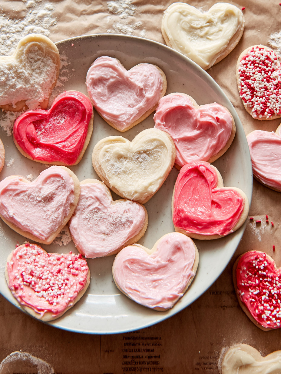 Eine Platte mit verschiedenen Hearts-Cookies darauf.