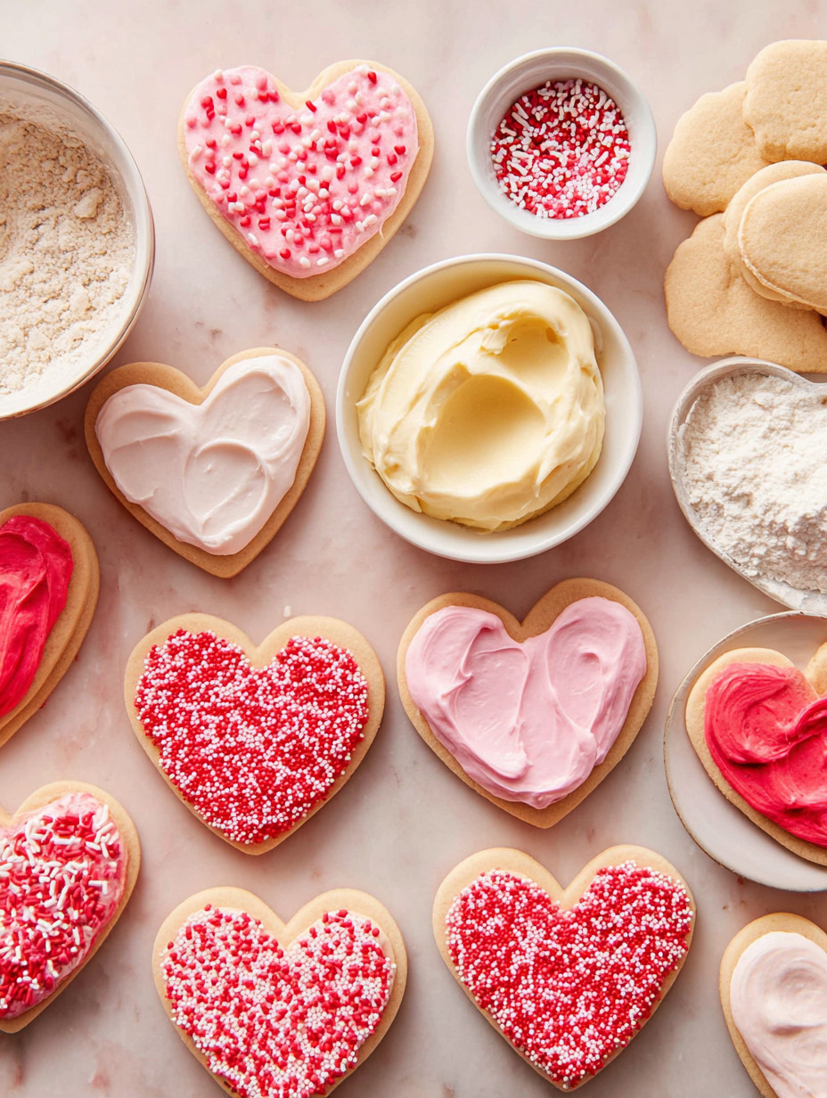 Eine Vielzahl von Hearts aus Cookies auf einem Tisch.