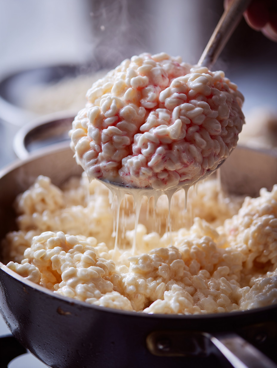 Ein Schälchen mit Marshmallow-Rispen, die in eine Schüssel gegeben werden.