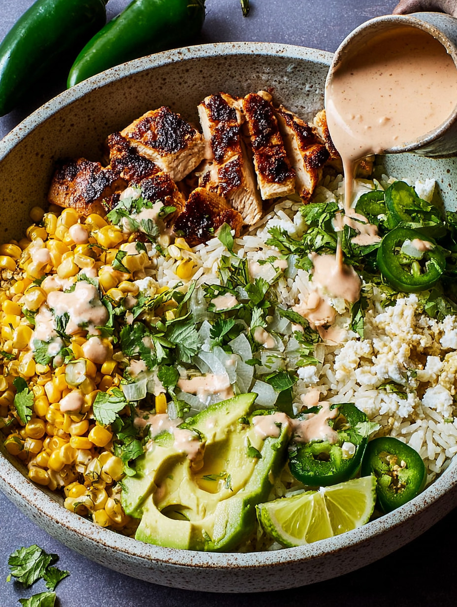 Ein mexikanischer Korb mit Kartoffeln, Chicken, Avocado und grünen Paprika.