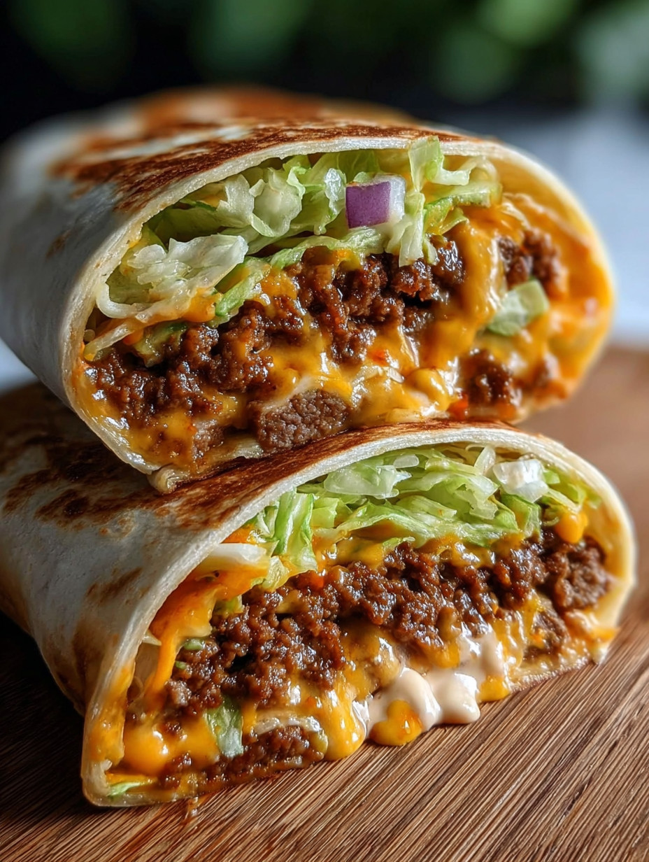 Ein Big Mac Wrap mit vielen Zutaten wie Käse, Sauerkraut, Tomaten und Mayonnaise.