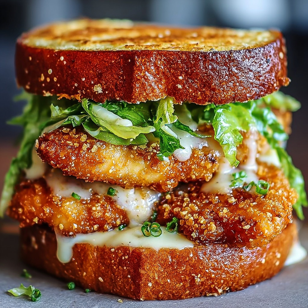 Ein Crispy Chicken Caesar Sandwich auf einem Teller.