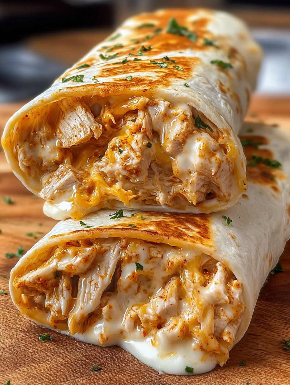 Ein Scheiben-Wraps mit Käse und Zwiebeln.