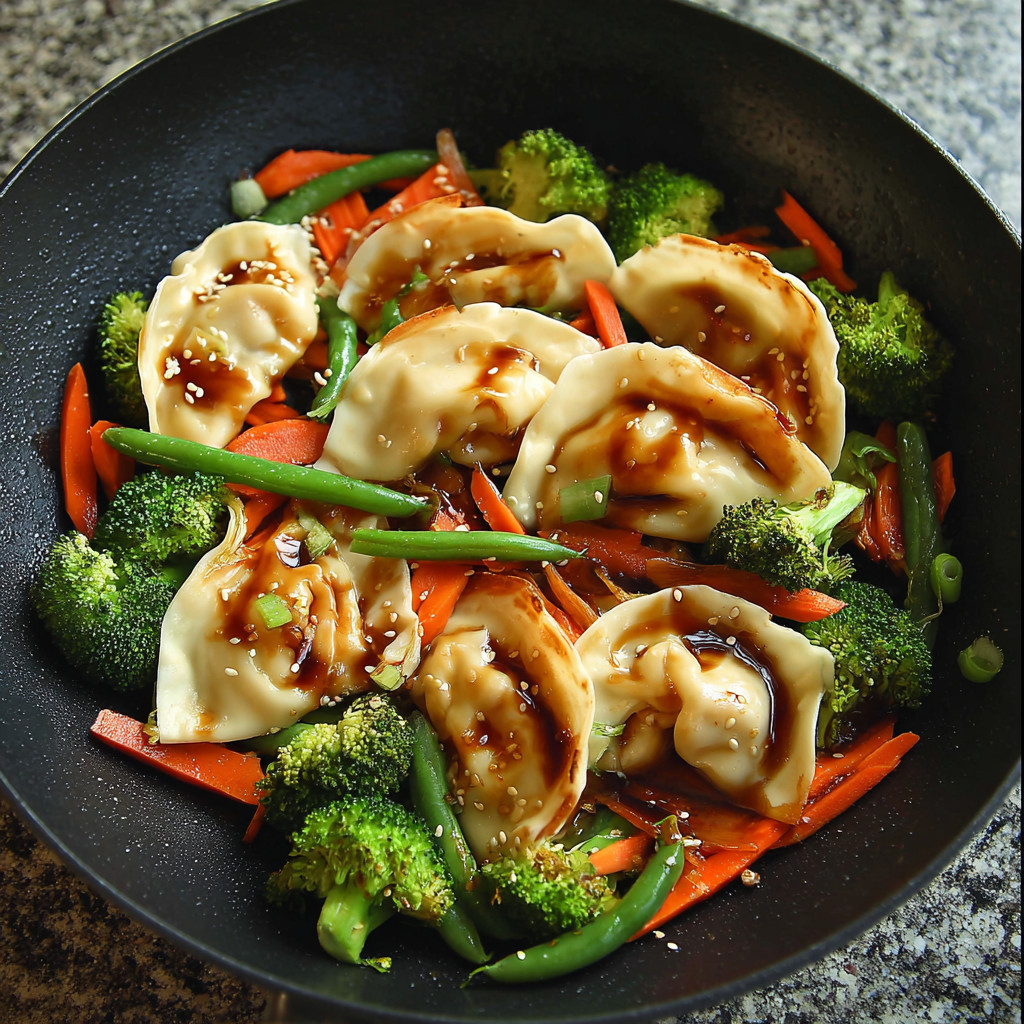 Ein schwarzes Teller mit einer Mischung aus Gemüse und Käse.
