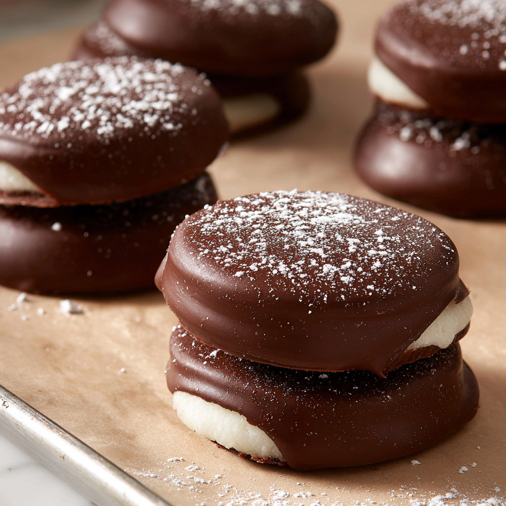 Eine Tafel mit sechs Peppermint Patties auf einer Schüssel.