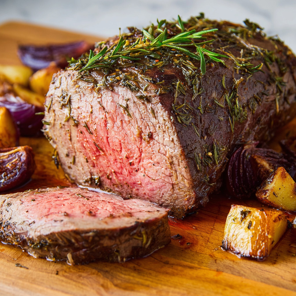 Ein Perfect Roast Beef auf einem Tisch.