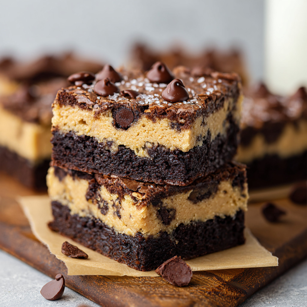 Zwei Schokoladen-Brownies mit Schokoladenschokolade und Schokoladenschokolade auf einem Teller.