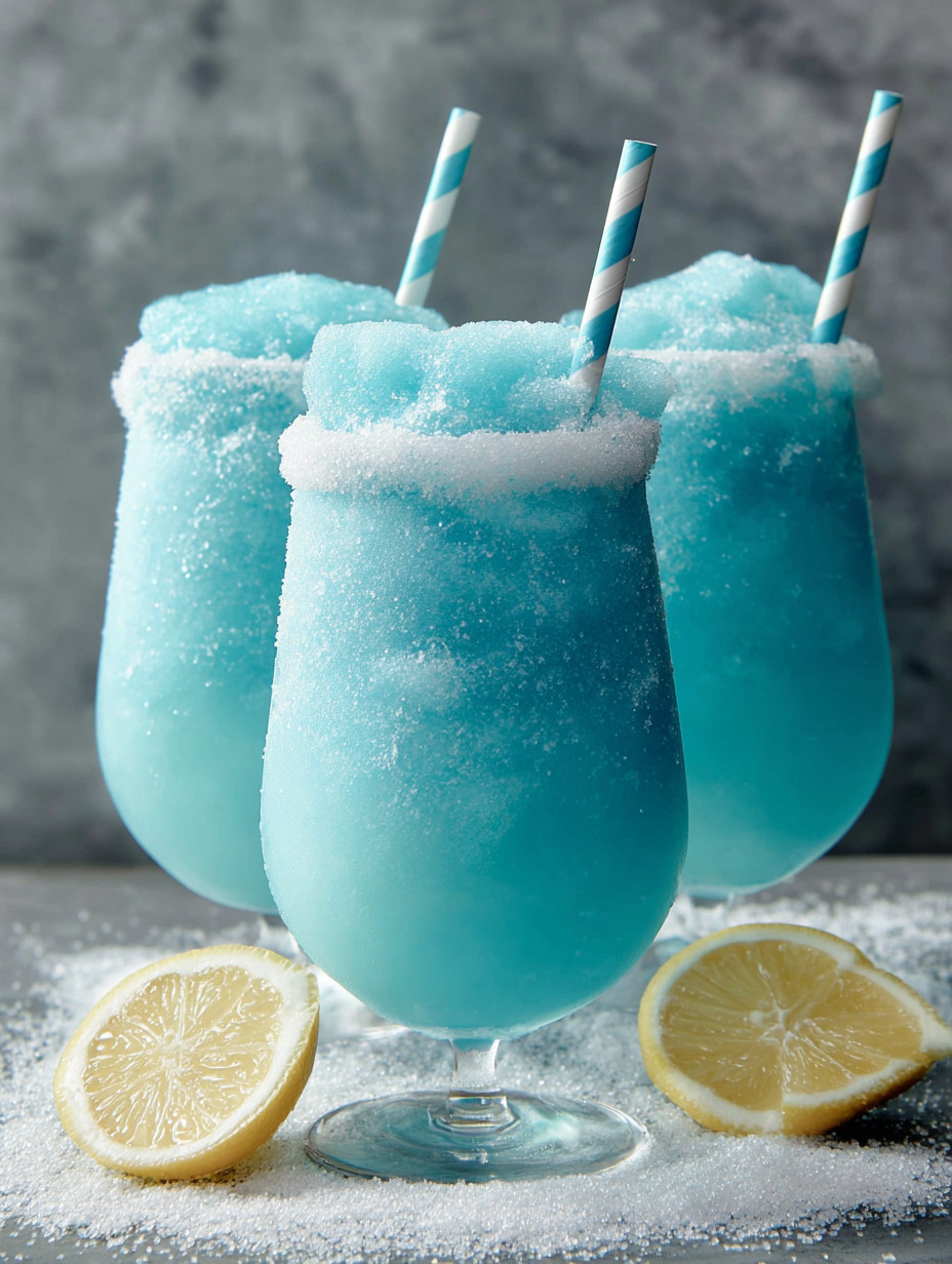 Zwei blaue Jack Frosties mit Stroh, die mit Stroh bedeckt sind.