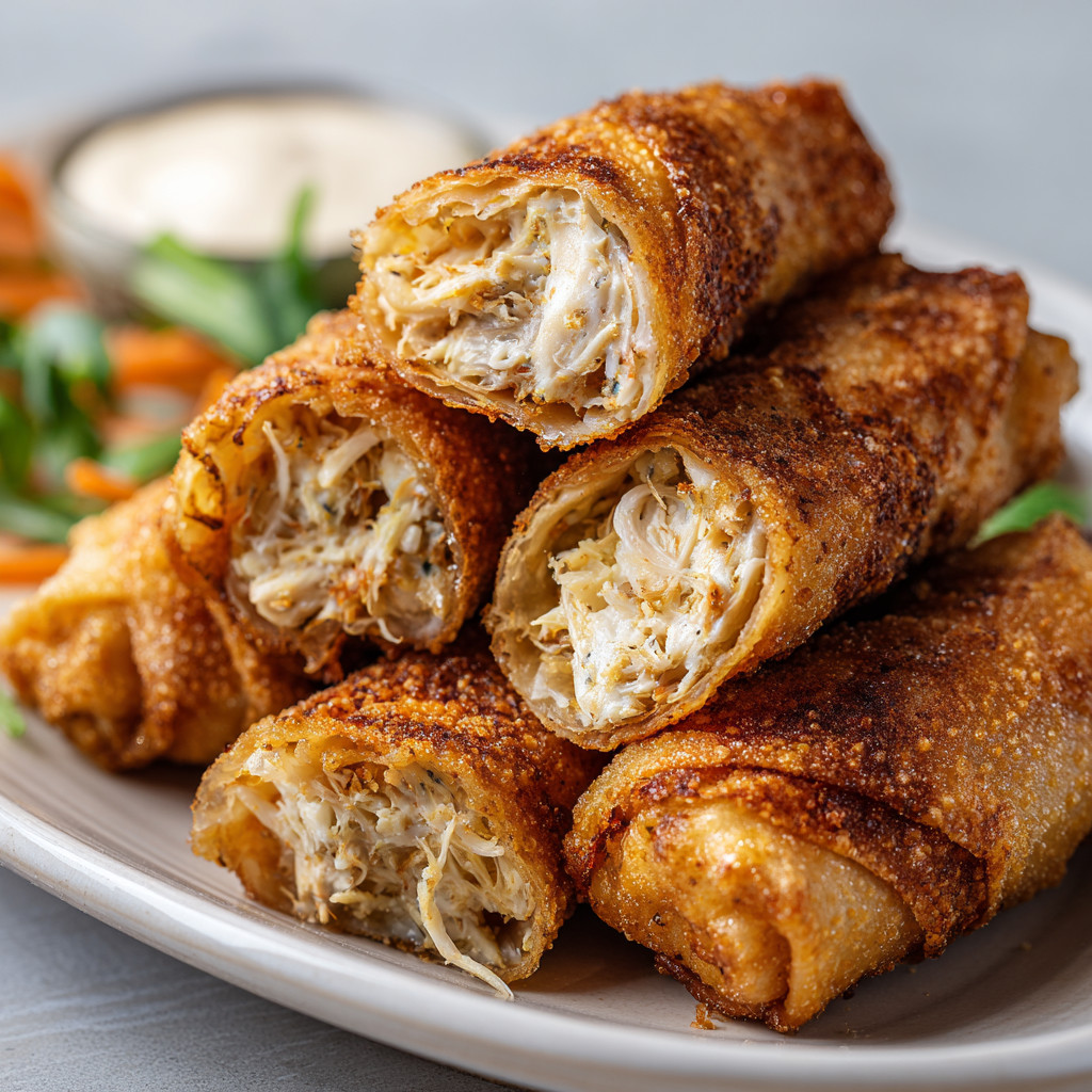 Ein Plate mit Crab Cake Egg Rolls.