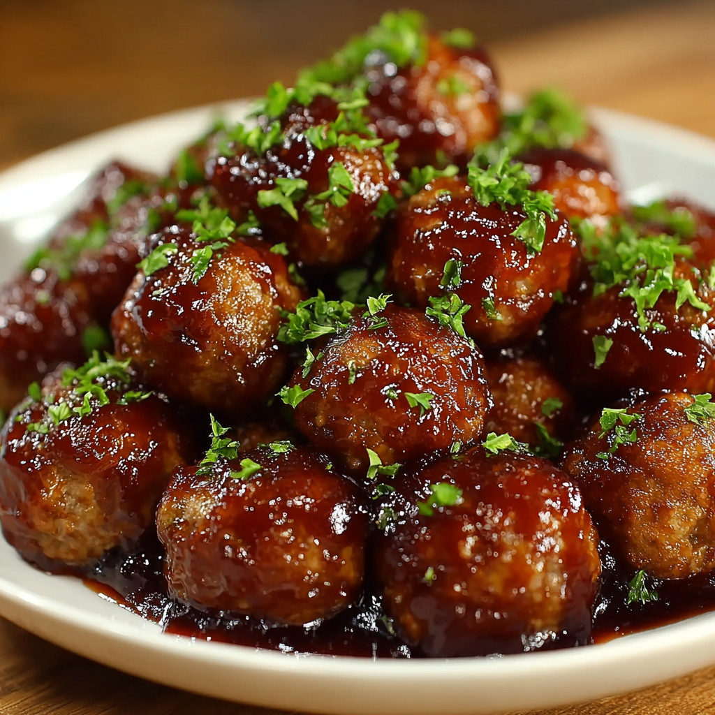 Ein weißer Teller mit Quarkknochen in einer Sauce.