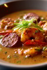 Ein Teller mit Garnelen und Grits.
