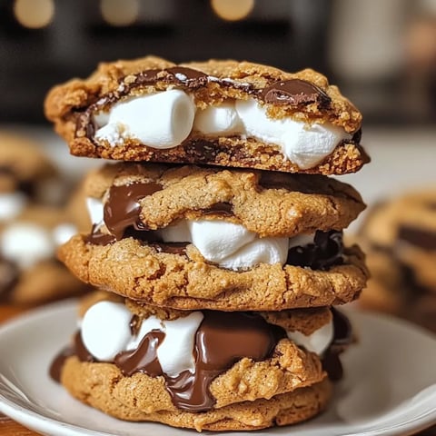 Ein Turm aus Keksen mit Marshmallows und Schokolade.